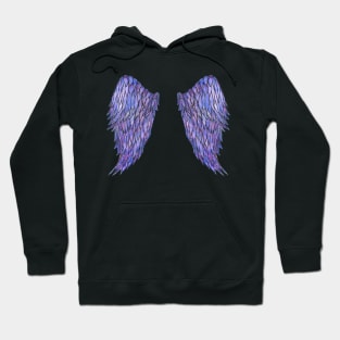 Purple Watercolour and Ink Angel Wings - Protected by Angels Hoodie